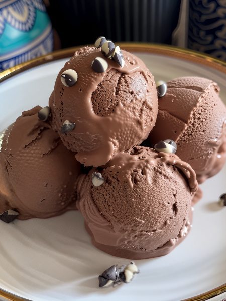 three healthy chocolate ice cream balls