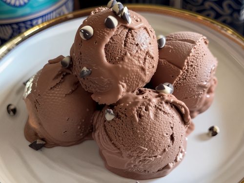 three healthy chocolate ice cream balls